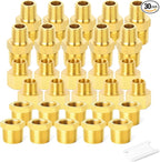 GASHER 30PCS Brass Pipe Fitting, Hex Bushing, Reducer Adapter, Reducing Hex Nipple 3/8 Inch NPT x 1/4 Inch NPT