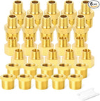 GASHER 6PCS Brass Pipe Fitting, Hex Bushing, Reducer Adapter, Reducing Hex Nipple 3/8 Inch NPT x 1/4 Inch NPT