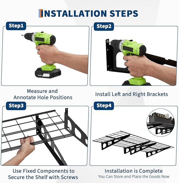 GarveeHome 2 Pack 2x6 ft Garage Storage Shelving Wall Mounted, 24 in-by-72 in 1600 LBS Heavy Duty Sturdy Storage Shelves, Wall Shelves Folding Storage Garage Organization for Warehouse, Laundry