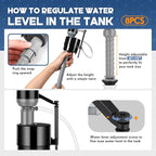 Lasnten 8 Pieces Toilet Fill Valve Toilet Tank Replacement Kit Valve Replacement Kit for Tank and Bowl Water Control