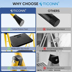 TICONN 3 Step Ladder, Heavy Duty Foldable Step Stool, Portable Steel Folding Stool for Household Garage Storage (Yellow)