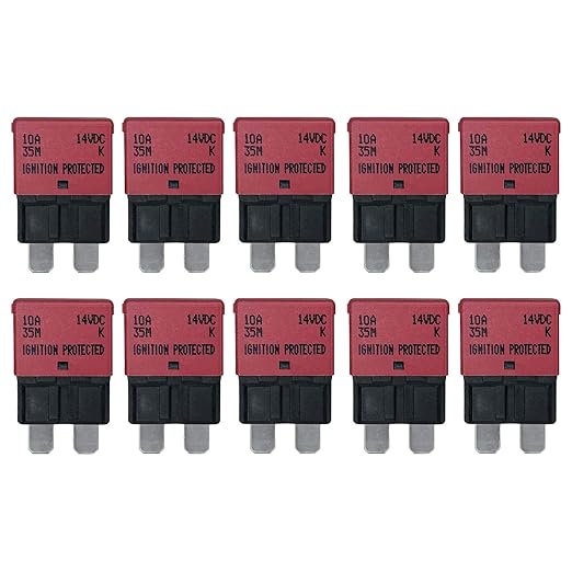 Auto Reset ATC/ATO 10 Amp Circuit Breaker Fuse for Automotive Marine RV Car Truck Audio Battery Protection Automatic Reset | Low Profile (10A, 10 Pack)
