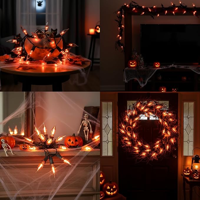 C18 Flickering Flame Light Bulbs, 1W C7 E12 Incandescent (12 Pack), UL Listed 2200K Orange — Candelabra Flicker Bulbs for Halloween Night Lights, Window Candles, Chandeliers, C7 Replacement