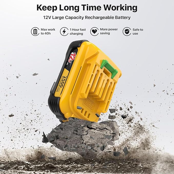 12V MAX Cordless Drill,Electric Power Drill Set with Battery & Charger, 3/8-Inch Keyless Chuck, 2 Variable Speed, 20+1 Torque Setting Power Tools Kit