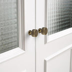 Antique Brass Kitchen Cabinet Knobs 5 Pack, 1.1Inch Knurled Brass Dresser Drawer Pulls, Modern Furniture Hardware Handles for Cupboard Wardrobe Vanity Closet Door