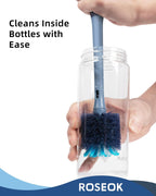 2in1 Bottle Scrubbing Brush with Straw Brush has Long and Comfortable Handle, Cleaning Glass, Sports Bottle, Coffee Mug,1 Pack, Grayish Blue
