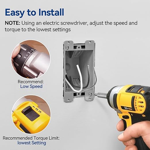 Old Work Box 1 Gang, 14 CU. in. Drywall Electrical Box, PVC, UL Listed, 6 Pack