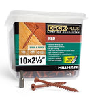 Deck Plus 2-1/2 Inch Epoxy Coated Exterior Wood and Fence Screws #10 x 2-1/2" Torx/Star Drive Included Coarse Thread, Outdoor Rust Resistant Decking Screw, Red, 5lb Box, 365 Pieces | 48430