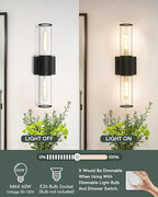 Black Bathroom Light Fixtures, 2-Light Vanity Lights Over Mirror with Clear Glass Shade, Modern Wall Sconces for Bathroom Bedroom Hallway, VL834-MB