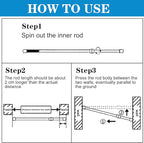 8 Pack Window Security Bar Extendable Tension Rods 23.6-43.3 Inch 1.2'' Diameter Adjustable Sliding Glass Door Lock Security Stick Window Safety Bars with Rubber Tips for Bathroom Cupboard