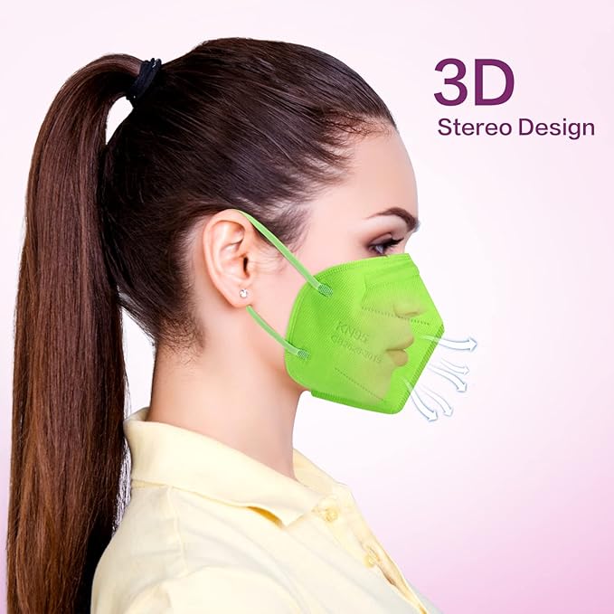 Miuphro KN95 Face Mask 50 Pack, Disposable Respirator Masks, 5 Layer Design Safety Mask for Protection, Ideal for Men and Women (Green)