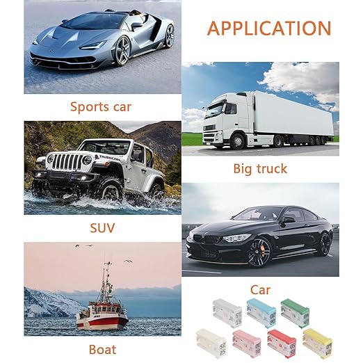 15A 20A 25A 30A 40A 50A 60A 32V Mini Slotted Automotive MCASE Shaped Cartridge Fuse Kit(Pack of 14pcs,2 for Each Model)