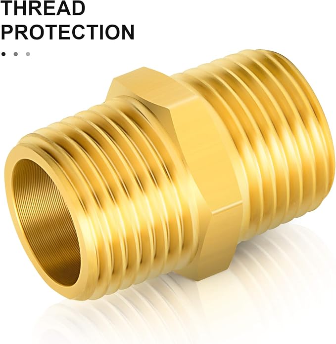 GASHER 8PCS Brass Pipe Fitting Hex Nipple Kit 1/8 inch 1/4 inch 3/8 inch 1/2 inch