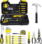 39 Piece Tool Set General Household Tool Kit - Basic Home Tool Set Small Hand Tool Kit with Plastic Toolbox Storage Case for Home Garage Office College Dormitory Use Yellow