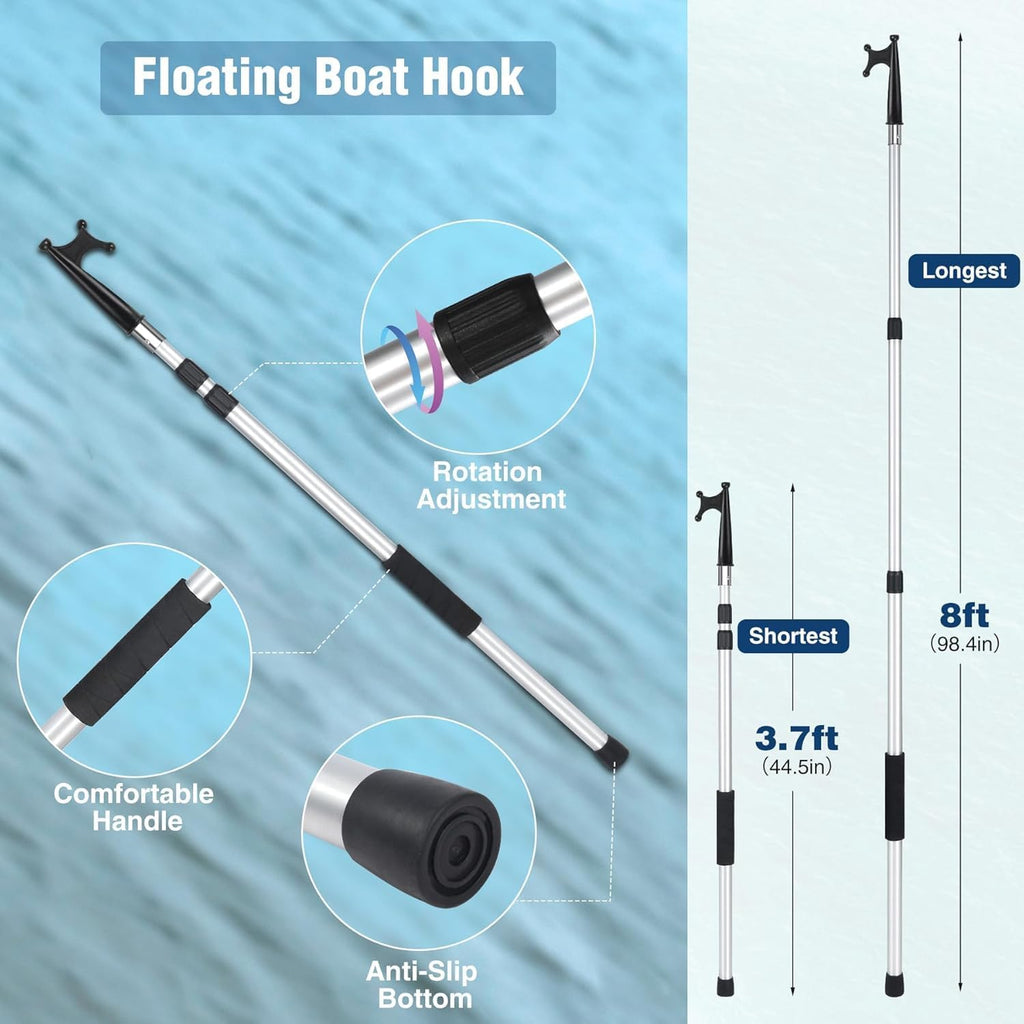 Lineslife High Ceiling Duster Kits with 4-8ft Heavy Duty Extension Pole,Extendable Reusable Cobweb,Window Cleaning Squeegee,Ceiling Fan Duster,Boat Hook, for High Roof and Glass Surfaces