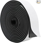 MAGZO Weather Stripping Door Seal, 2 Inch Wide X 1/4 Inch Thick Adhesive Foam Tape Soundproof Weatherstripping for Windows, 2 Rolls Total 13FT Black