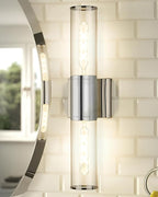 Bathroom Vanity Light Fixtures, Chrome Wall Lights in Clear Glass Indoor Wall Sconce, Modern Wall Light Up and Down Wall Mount Lamp for Bathroom, Bedroom, Hallway, Kitchen, VL834-CH-CL