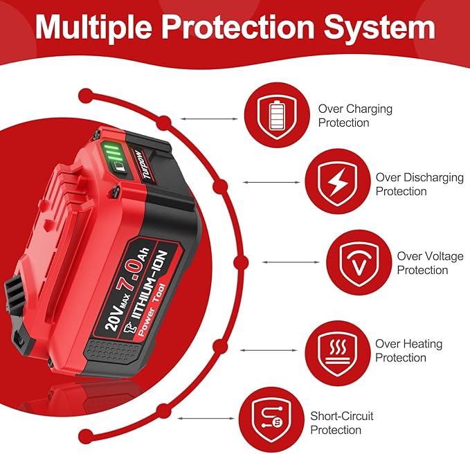 TURPOW 7.0Ah Upgraded Designed for Craftsman 20V Battery V20 Lithium Ion Battery for CMCB205 CMCB204 CMCB206 CMCB202 CMCB201 20V Cordless Power Tools, Long Lasting & Fast Charging Working All Day
