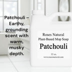 Plant-Based Floor Cleaner Mop Soap – 32 oz | Streak-Free, Highly Scented, Concentrated Mop Solution for Tile, Vinyl, Hardwood & Sealed Floors | Non-Toxic, Eco-Friendly (Patchouli)