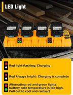 DCB104 20V MAX Battery Charger Replacement for Dewalt Battery Charger, 4 Port Multi Charger Station with 2 USB Ports, Compatible with Dewalt 12V-20V Batteries