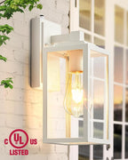 VIANIS Outside Lights for House Wall Mount, White Dusk to Dawn Outdoor Lighting Fixtures, Waterproof Anti-Rust Aluminum Porch Lights with Tempered Seed Glass, Modern Outdoor Wall Lantern for Garage