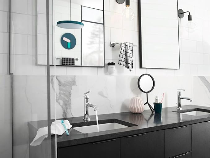 Moen Gibson Chrome One-Handle Single Hole Modern Bathroom Sink Faucet with Optional Deckplate, 6145