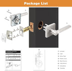 Probrico Privacy Door Handle Interior Heavy Duty Square Brushed Nickel Door Knobs for Bedroom Bathroom Reversible Keyless Door Lever Satin Nickel, 4 Pack