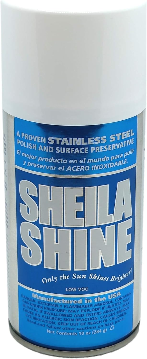 Sheila Shine 12 x 10 Oz. Low Voc Stainless Steel Cleaner and Polish Aerosol Spray, Protects Household Kitchen Surfaces, Removes Residue, Fingerprint, Polish & Leaves a Streak Free Shine for Appliances