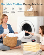 2.65 Cu.Ft Portable Clothes Dryer - 1400W Clothes Dryer with Stainless Steel Tub, Front Load Tumble, LCD Touch Panel - Compact Drying Unit for Laundry, Apartments, Dorms