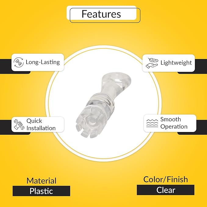 Brixwell Tilter Stem for Cordless 2" Faux Wood Blinds, Clear Finish, Plastic Material, Window Hardware Replacement for Cordless Blind Parts, 2" Length, 1/4" Width, Pack of 2