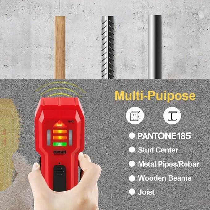 Stud Finder Wall Scanner Wood and Metal Detector Sensor for 3/4 inch Thickness Wall (ST102-Red)
