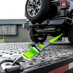 VULCAN Complete Axle Strap Tie Down Kit with Snap Hook Ratchet Straps - High-Viz - Includes (4) 22 and (4) 36 Inch Axle Tie Downs, and (4) 8' Snap Hook Straps