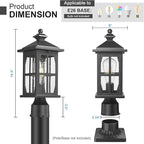 Darkaway Outdoor Post Lights, Exterior Post Lantern Lamp Waterproof Aluminum Housing Lamp with Seeded Glass, Fence Pole Deck Lighting for Garden Patio Pathway Driveway