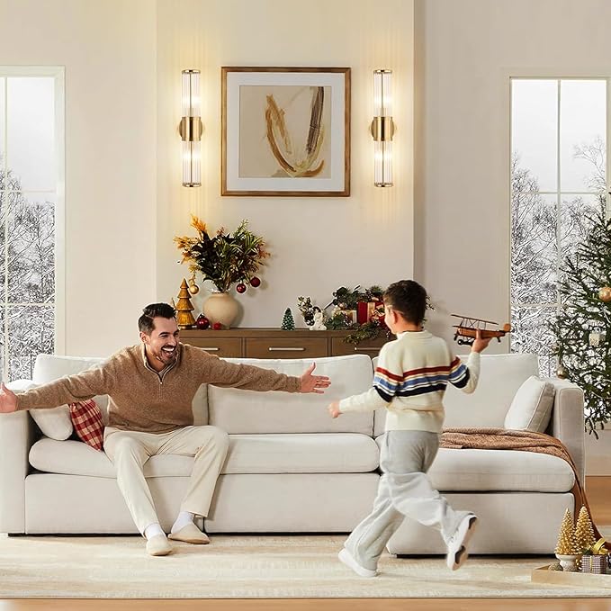 Glass Rods Wall Light Fixture Indoor Brass Bathroom Vanity Lights Beside Mirror Lighting Lamps Up and Down Wall Mounted Light E12 Socket