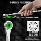 30-Piece Combination Wrench Set, Metric (6mm-24mm) & SAE (1''-1/4"), Standard Spanner Wrench Set, Mechanic Tool Sets with Rolling Pouch, Open End Wrenches for Household, Garage, Workshop, Auto Repairs