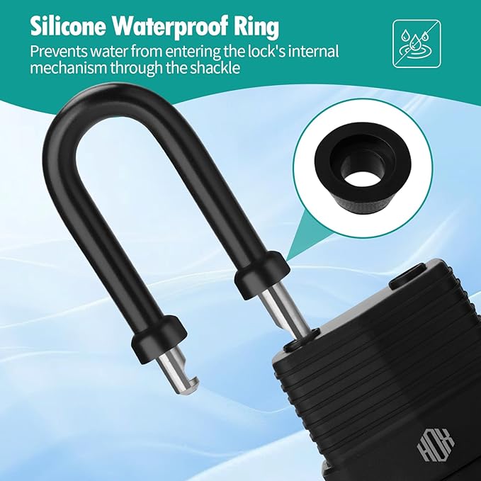 HOX 4-Pack Weather Resistant Padlocks – 40mm Laminated Steel, Chrome Plated with 2-inch Shackle, Vinyl Wrapped, Hardened Steel for Extra Security