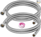 60" Faucet Supply Line,3/8" Comp x 1/2" FIP Flexible Faucet Connector,Stainless Steel Braided Supply Line for Long Distance Use of Faucet Sink, Water Heater, Angle Valve（Plumbers Tape Include)