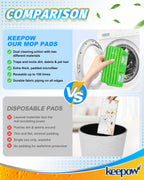 Keepow Reusable Mop Pads Refills Compatible with Swiffer Sweeper and Sweep & Mop Deluxe, Microfiber Wet Mopping Cloths Dry Sweeping Floor Cleaning Mop Pad Refill, Mop Head Replacements Part 3 Pack