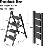 Taranta 4 Step Ladder,Aluminum Lightweight Folding 4 Step Stool with Anti-Slip Wide Pedal,330lbs Capacity Step Ladder for Household,Kitchen,Office - Black