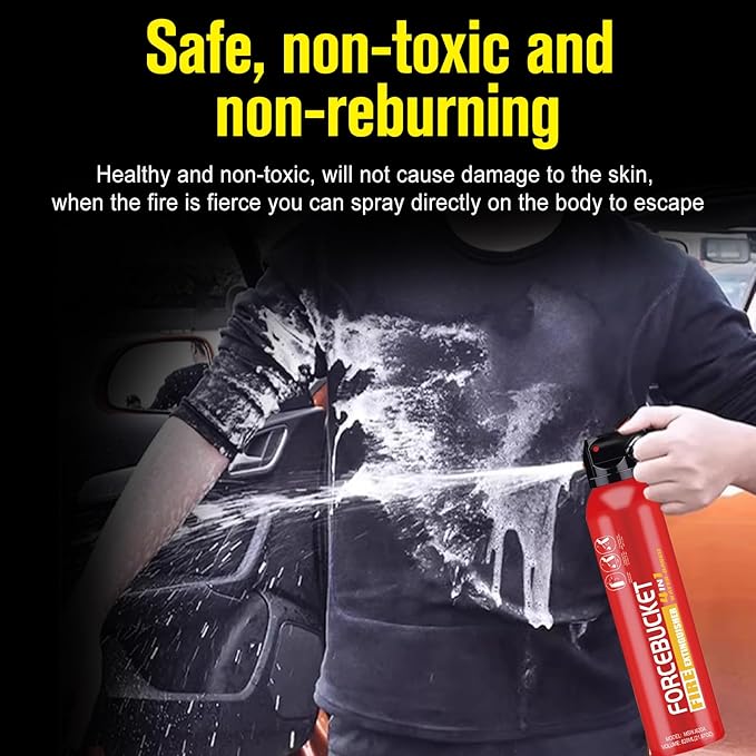 Portable Fire Extinguisher | 4-in-1 Small Fire Extinguisher for Home, Garage, Kitchen, Car | For Electric, Textile and Grease Fires | Non-Toxic, Easy Clean | Wall Mount Incl(2PK)