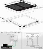 K&H SIGNATURE SERIES 4 Burner 24 Inch Built-in Induction FLEX Electric Stove Top Ceramic Cooktop SLIDER Touch Control 240V 6800W IN24-6004FLX