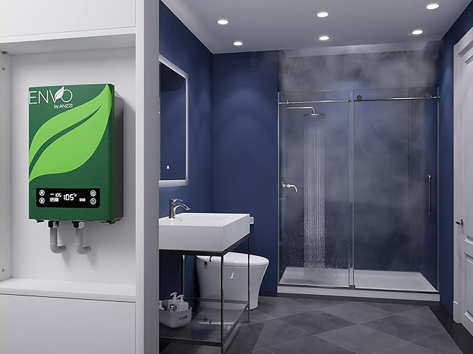 ANZZI Envo ANZZI Electric Tankless Water Heater 24 kW at 240 Volts, Enough to Install Anywhere - For kitchen faucet, bathroom faucet and shower (WH-AZ024-M3)