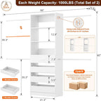 Aheaplus Closet System Set of 2, 4-9Ft Wood Closet Organizer with Drawers & Shelves, Closet Organizer System with 8 Hanging Rods, Walk-in Closets Organizer Wardrobe Closet Rack, White1