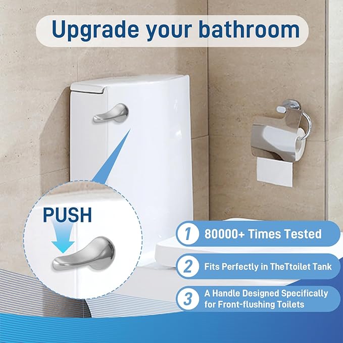Universal Toilet Handle Replacement Kit ,Front Mount Toilet Flush Handle ,Zinc Alloy Toilet Handle Lever,Toilet Flush Handle Replacement Compatible with American Standard/Mansfield/Gerber (1 Pack)
