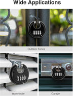 Puroma Combination Lock, 4 Digit Disc Padlock with Hardened Steel Shackle, Keyless Heavy Duty Combo Lock for Outdoor Sheds Fence, Gate Hasps, Storage Unit, School Gym Locker (1 Pack, ‎Black)