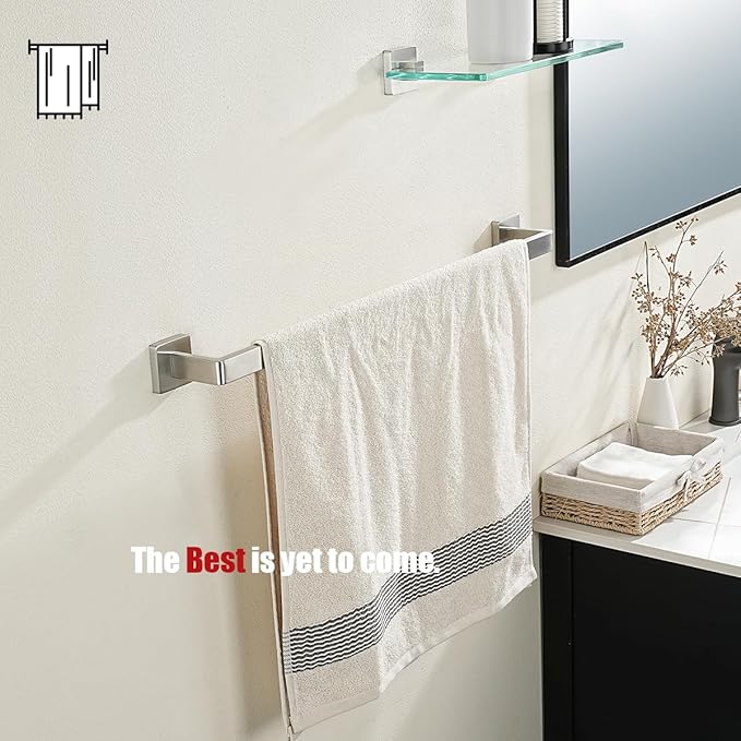 JQK Brushed Towel Bar, Rounded Edges 29.41 Inch Towel Rack, 304 Stainless Steel Bathroom Wall Mount, Useable Length 27 Inch, TB250L27-BN