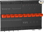 Ultrawall Black Pegboard Wall Organizer, 48X 36 inch for Garage Storage with Hooks, Storage Bins, Tool Panel Organizer, 72pcs