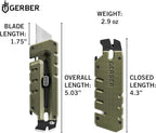 GERBER Gear Prybrid Utility EDC Multitool Pocket Utility Knife - Razor Knife with Retractable Hobby Blade and Pry Bar - Green with Clip