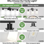 4-Light Bathroom Light Fixtures, Black Modern Vanity Lights with Milky White Frosted Glass Shades, Bathroom Wall Lamp for Mirror Kitchen Living Room