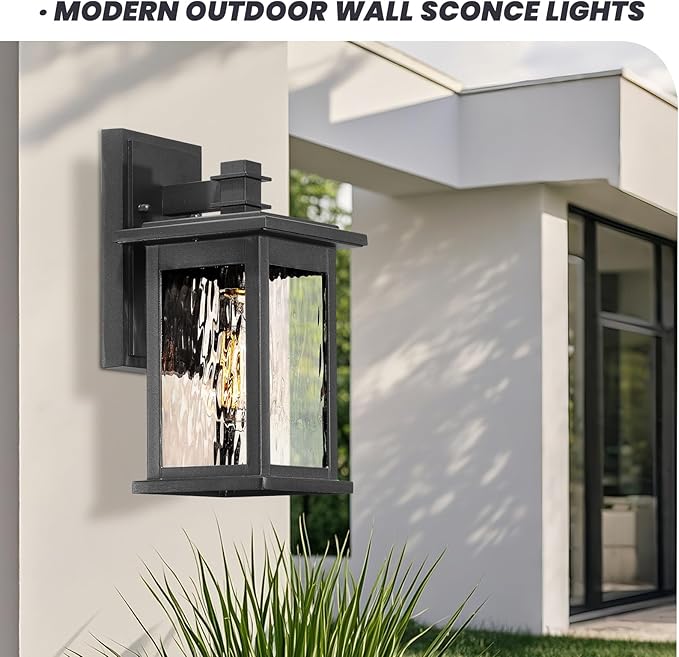 Outdoor Sconce Lights Black Aluminum Outside Light Fixtures for House Waterproof Outdoor Porch Light 2-Pack E26 Socket
